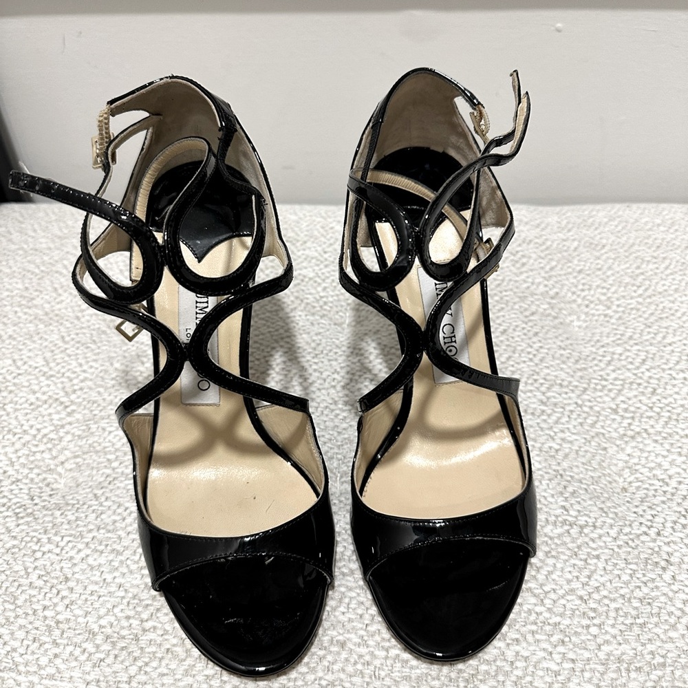 Jimmy Choo 
Lang 85mm Patent Strappy Sandals
Brand New Shoes, dust bag included